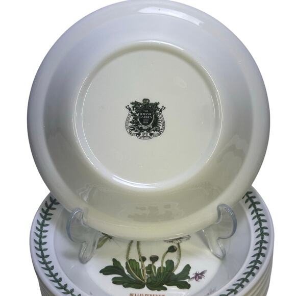 Portmeirion Vintage Botanic Garden England 8.5" Daisy Rim Soup Bowl Set of 8 - Picture 3 of 4